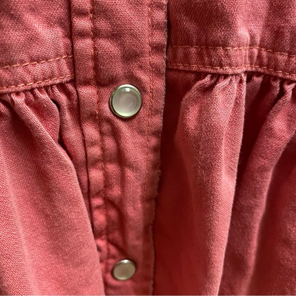 Free People Dylan Button Down Babydoll Top Size XS Solid Pink Snap Buttons - Picture 9 of 11